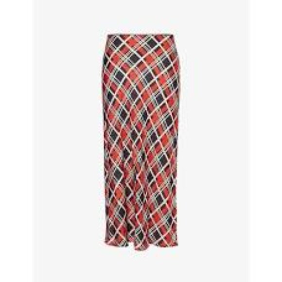 RIXO Red and Black Plaid Midi Skirt - Picture 5 of 9